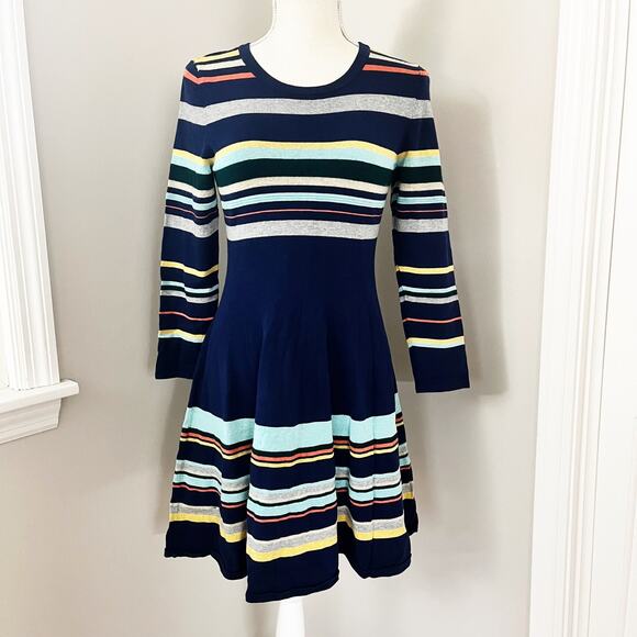 Moth Anthropologie Luca Striped Sweater Skater Dress - Picture 1 of 5